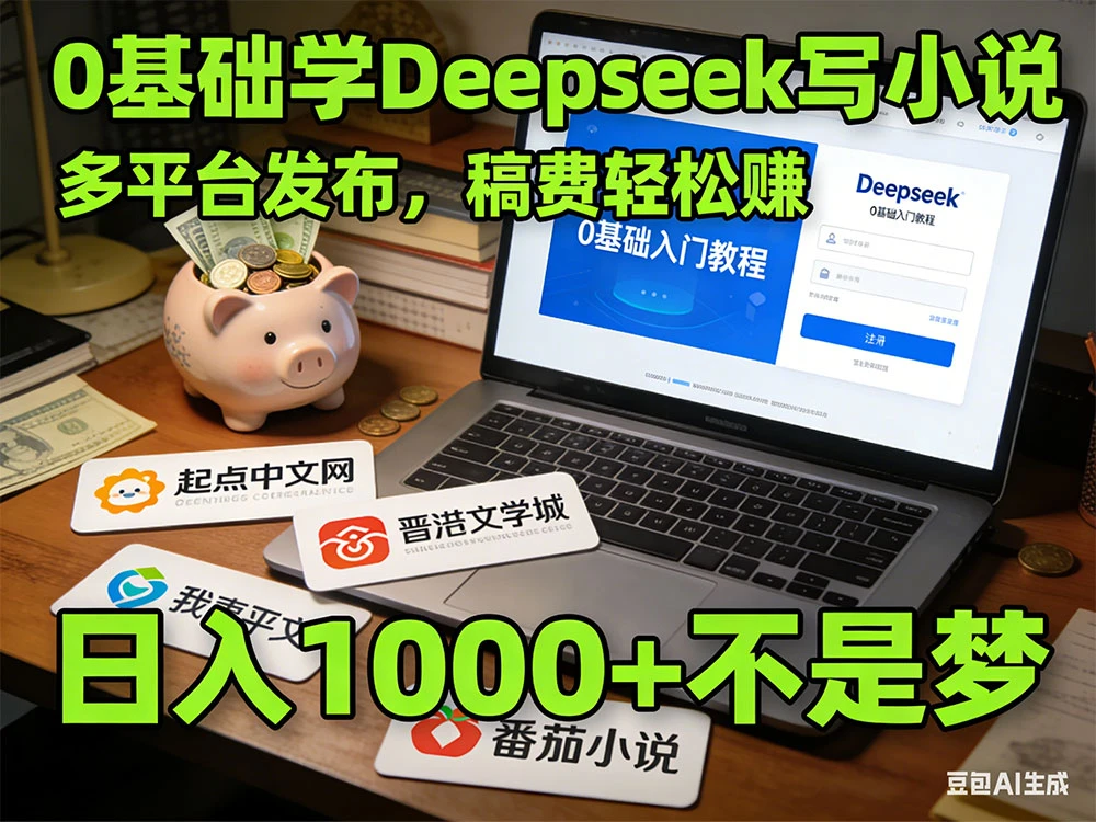 利用 Deepseek 写小说，多平台发布挣稿费，轻松日入1000+，0 基础可学！