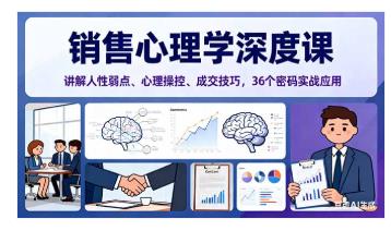 销售心理学深度课，讲解人性弱点、心理操控、成交技巧，36个密码实战应用 图1