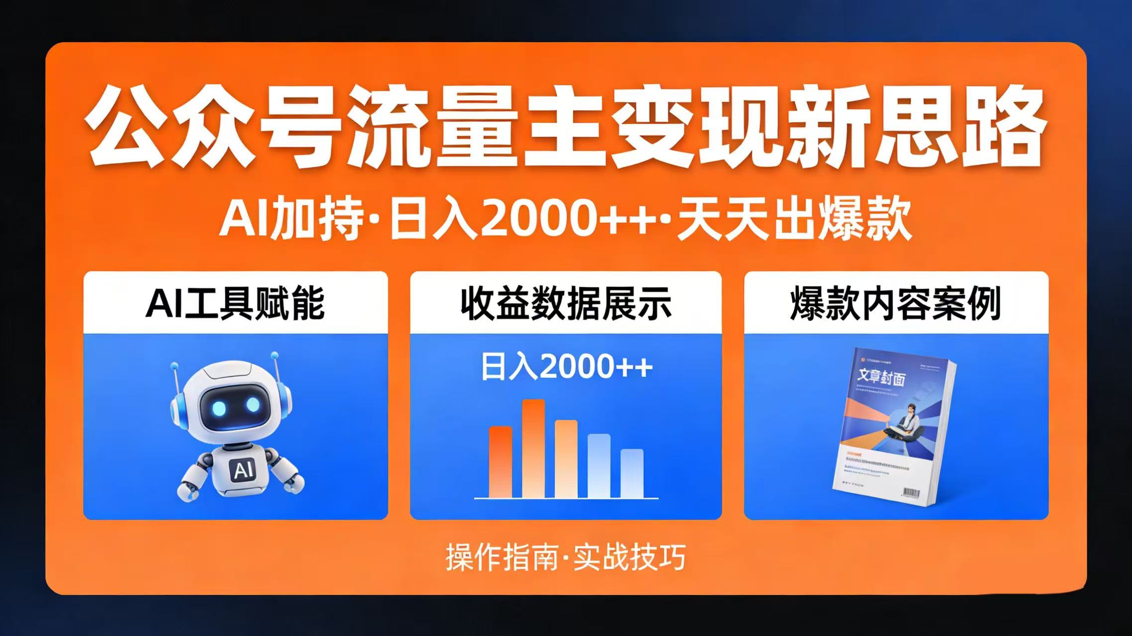 公众号流量主变现新思路:AI 加持,日入 2000++ 天天出爆款 第1张 公众号流量主变现新思路:AI 加持,日入 2000++ 天天出爆款 第1张