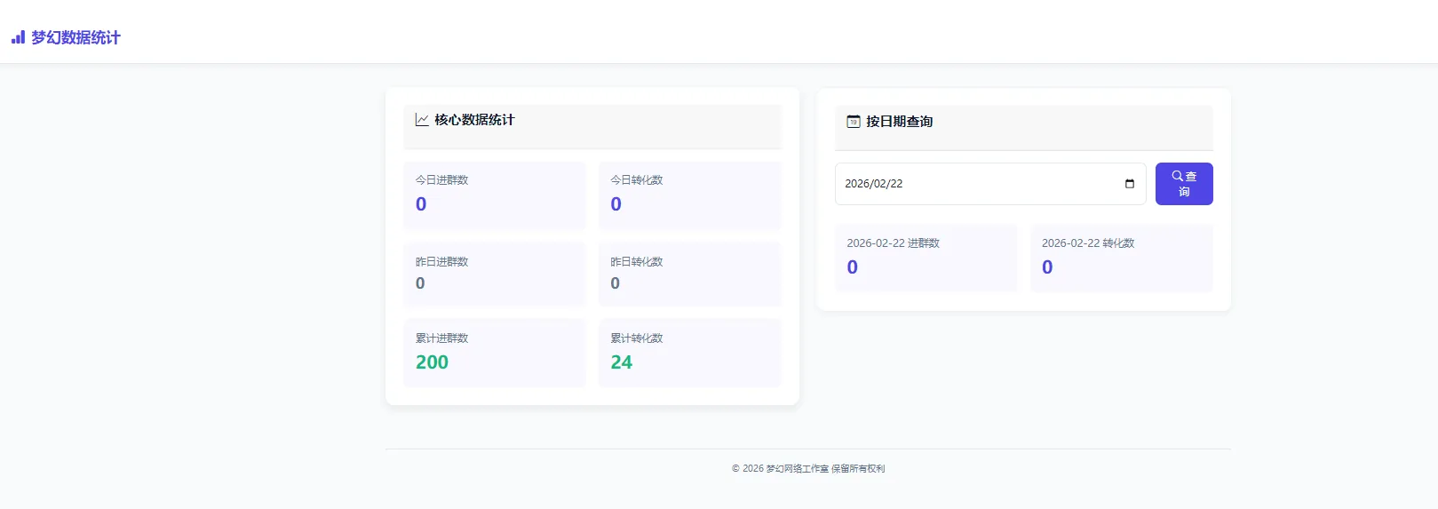 梦幻数据统计1.0版本，拉新推广可以后台指定数据的