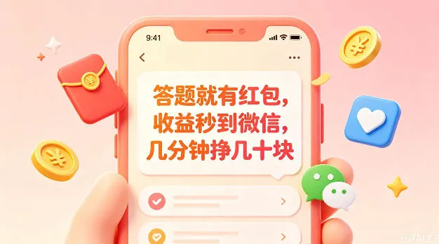 答题就有红包,收益秒到微信,几分钟挣几十块,学生党上班族宝妈都可以玩