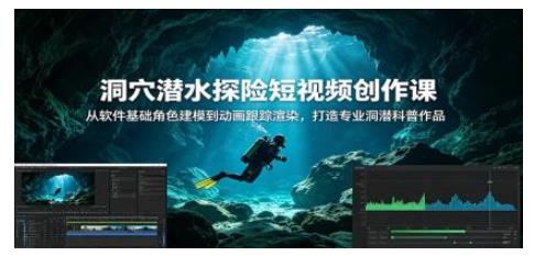 洞穴潜水探险短视频创作课：从软件基础角色建模到动画跟踪渲染，打造专业洞潜科普作品 图1