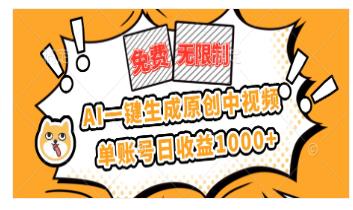 免费无限制，AI一键生成原创中视频 图1