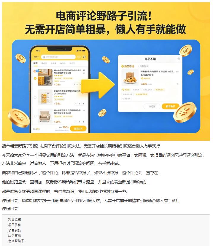 电商评论野路子引流！无需开店简单粗暴，懒人有手就能做 图1