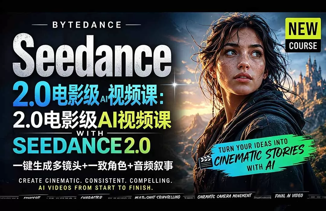 一键生成多镜头+一致角色+音频叙事Seedance 2.0电影级AI视频教程 一键生成多镜头+一致角色+音频叙事Seedance 2.0电影级AI视频教程