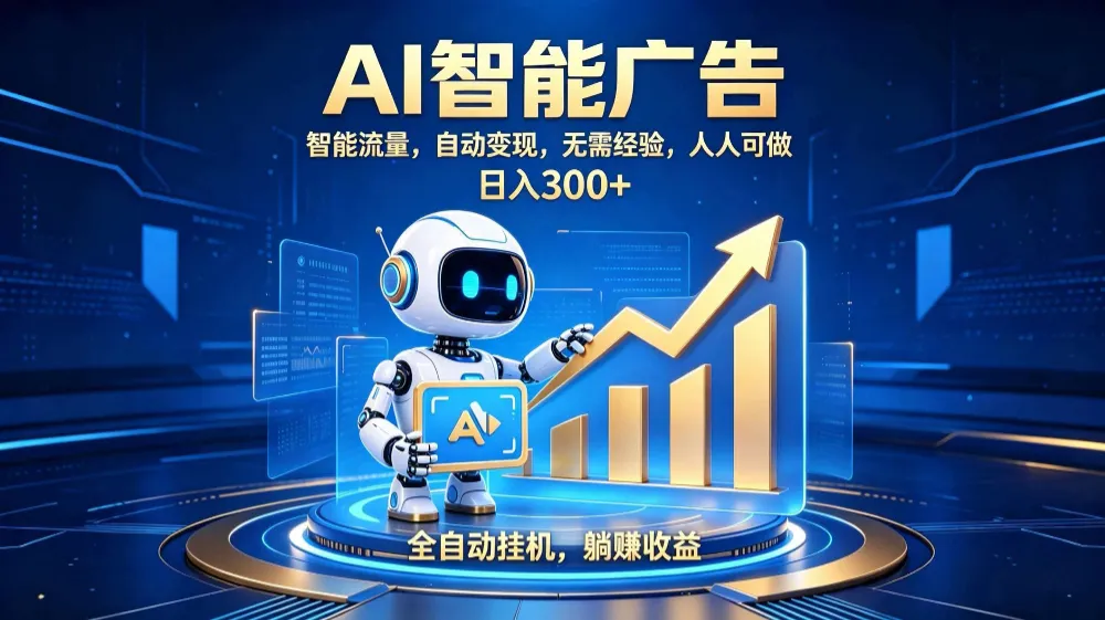 轻资产新赛道，全自动AI广告，打造持续收益