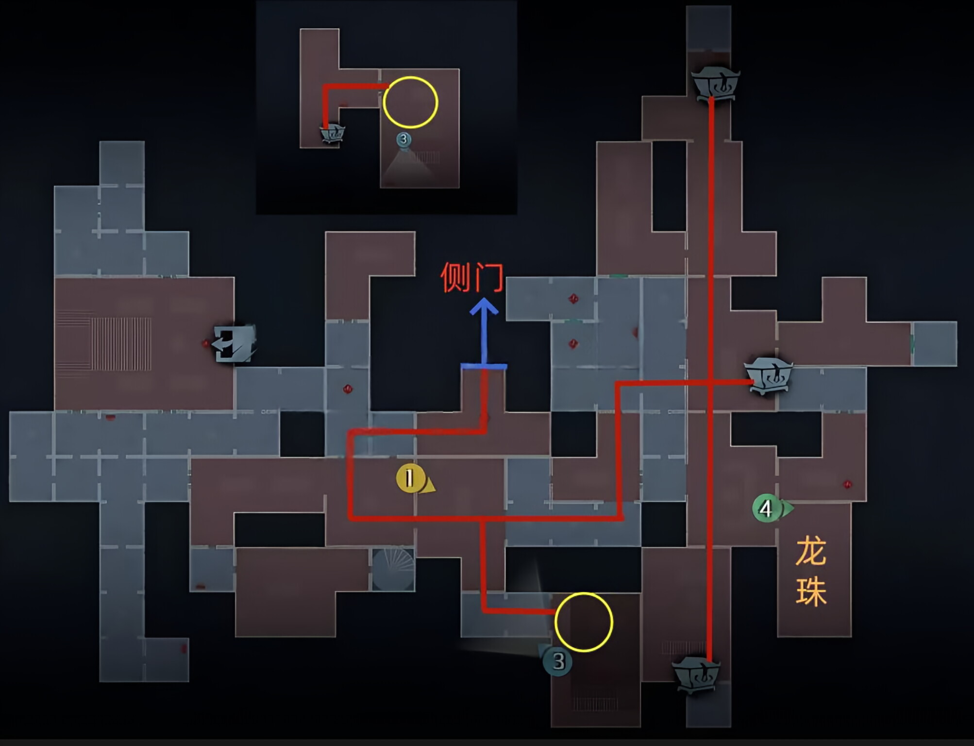 超自然行动组:精绝古城困难┻型地图小抄与路线说明 上 左路白