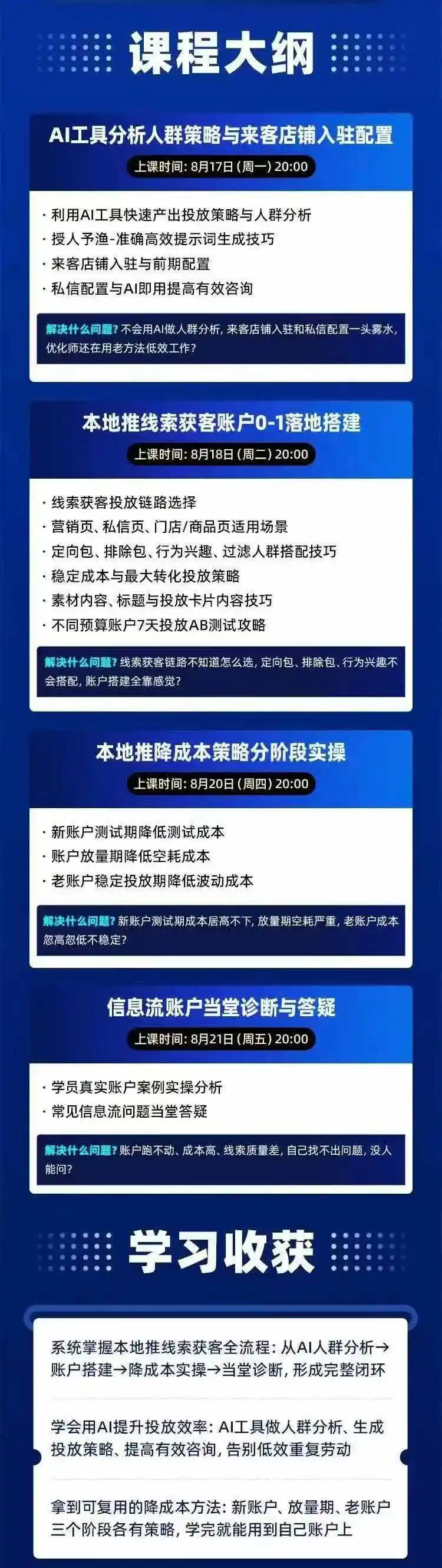 图片[2]-2026巨量AD本地推线索获客全流程实战课-33期：AI人群分析、账户搭建、7天测试、分阶段降本与投放优化-本站