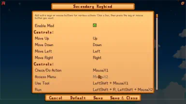 《星露谷物语》次级按键绑定MOD V1.0