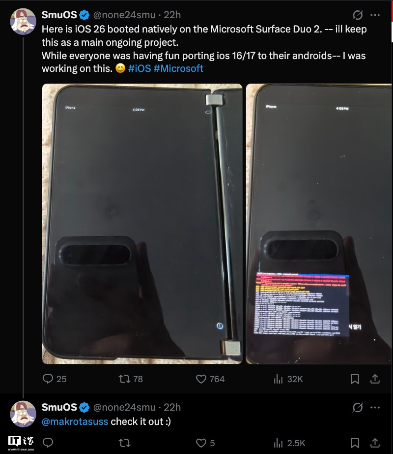 Surface Duo 2 运行 iOS/iPadOS 26 界面