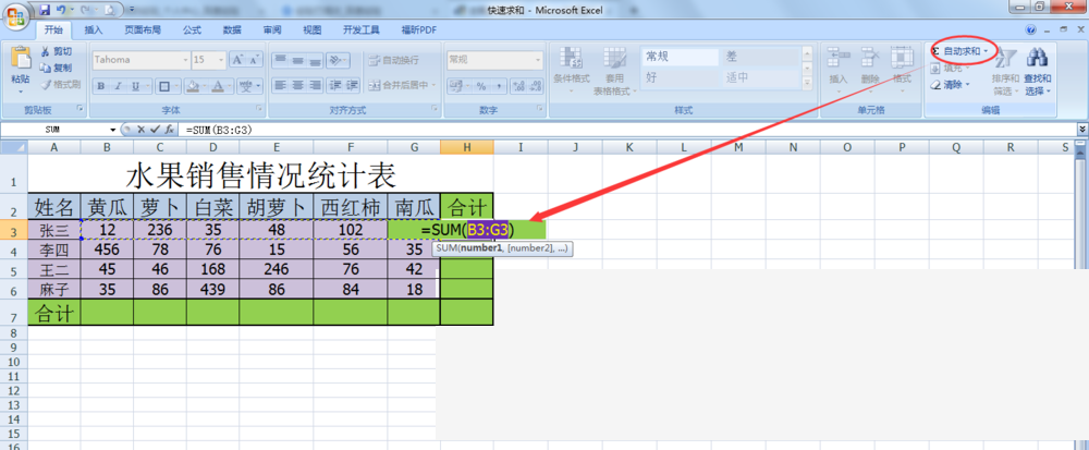 Excel怎么快速求和
